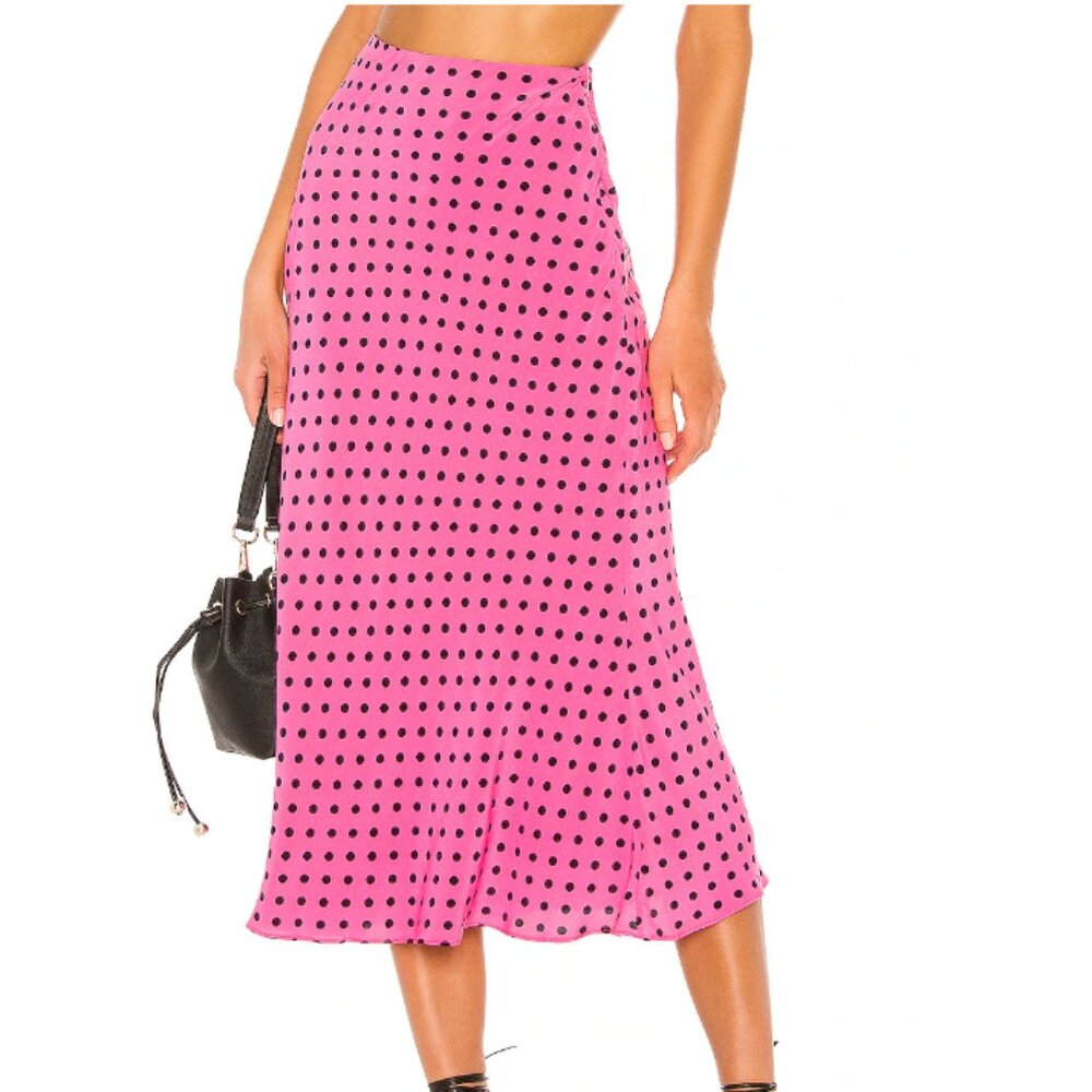 LOVERS & FRIENDS Madalena Midi Skirt Pink & Black Polka Dot 💗 OPEN TO OFFERS!💗